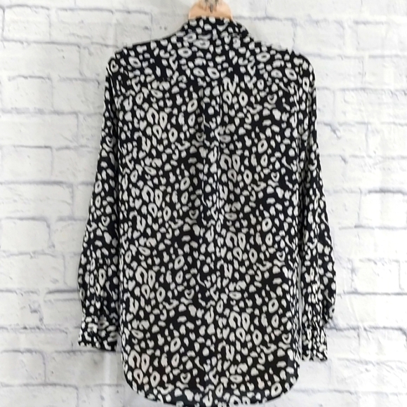 Apt. 9 Top Button Down Long Sleeve Black White Sz XS - Picture 4 of 5